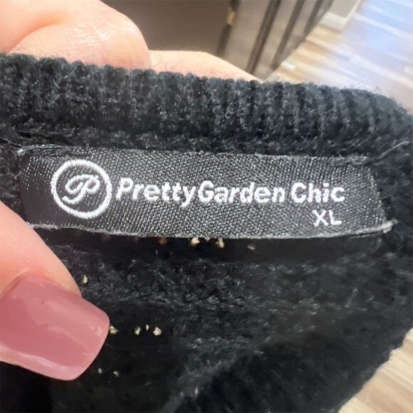 Pretty Garden Chic Cardigan Sweater Womens Size XL Black Textured Knit - Picture 7 of 7